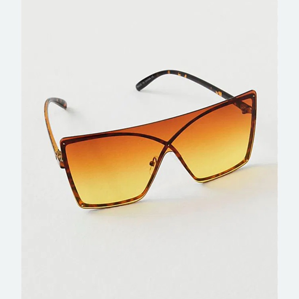 Free People Now You See Me Shield Glasses Brown and Orange New w/o Tags